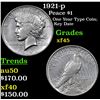 Image 1 : 1921-p Peace Dollar $1 Grades xf+