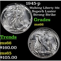 1945-p Walking Liberty Half Dollar 50c Grades GEM+ Unc