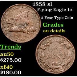 1858 sl Flying Eagle Cent 1c Grades AU Details