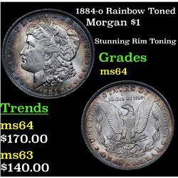1884-o Rainbow Toned Morgan Dollar $1 Grades Choice Unc