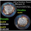 1887-p Rainbow Toned Morgan Dollar $1 Grades Choice Unc