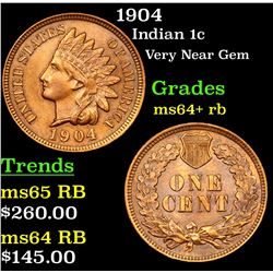 1904 Indian Cent 1c Grades Choice+ Unc RB