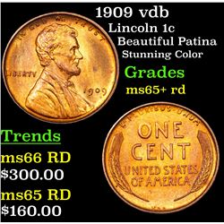1909 vdb Lincoln Cent 1c Grades Gem+ Unc RD