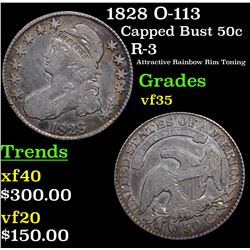 1828 O-113 Capped Bust Half Dollar 50c Grades vf++