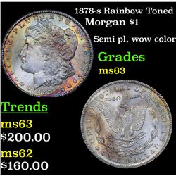 1878-s Rainbow Toned Morgan Dollar $1 Grades Select Unc