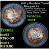 1887-p Rainbow Toned Morgan Dollar $1 Grades Choice+ Unc