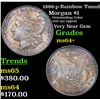 1886-p Rainbow Toned Morgan Dollar $1 Grades Choice+ Unc