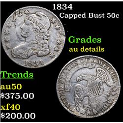 1834 Capped Bust Half Dollar 50c Grades AU Details