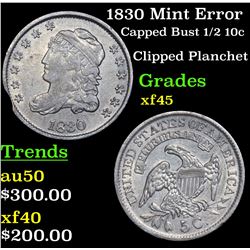 1830 Mint Error  Capped Bust Half Dime 1/2 10c Grades xf+