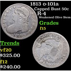 1813 o-101a Capped Bust Half Dollar 50c Grades f+