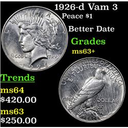 1926-d Vam 3 Peace Dollar $1 Grades Select+ Unc