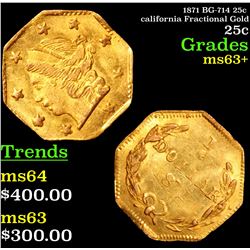 1871 BG-714 25c california Fractional Gold Grades Select+ Unc