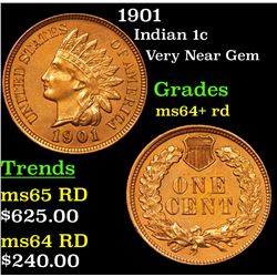 1901 Indian Cent 1c Grades Choice+ Unc RD