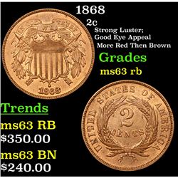 1868 Two Cent Piece 2c Grades Select Unc RB