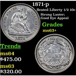 1871-p Seated Liberty Half Dime 1/2 10c Grades Select+ Unc