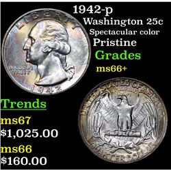1942-p Washington Quarter 25c Grades GEM++ Unc