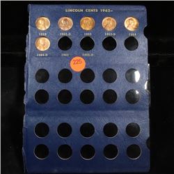 Starter Lincoln cent page 1962-1964 6 coins