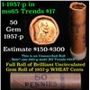 Image 1 : Uncirculated small cents 1c orig shotgun roll, 1957-p