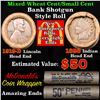 Image 1 : Mixed small cents 1c orig shotgun roll, 1919-d Wheat Cent, 1898 Indian Cent other end