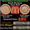 Image 1 : Mixed small cents 1c orig shotgun roll, 1918-d Wheat Cent, 1899 Indian Cent other end
