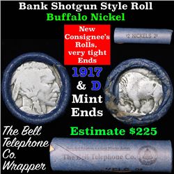 Buffalo Nickel Shotgun Roll in Old Bank Style 'Bell Telephone'  Wrapper 1917 & d Mint Ends
