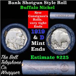 Buffalo Nickel Shotgun Roll in Old Bank Style 'Bell Telephone'  Wrapper 1919 & d Mint Ends