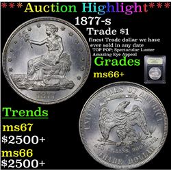 ***Auction Highlight*** 1877-s Trade Dollar $1 Graded GEM++ Unc By USCG (fc)