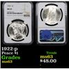 Image 1 : NGC 1922-p Peace Dollar $1 Graded ms63 By NGC