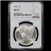 Image 2 : NGC 1923-p Peace Dollar $1 Graded ms63 By NGC