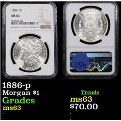 NGC 1886-p Morgan Dollar $1 Graded ms63 By NGC
