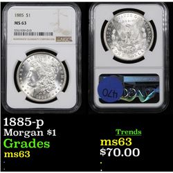 NGC 1885-p Morgan Dollar $1 Graded ms63 By NGC