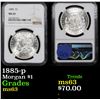 Image 1 : NGC 1885-p Morgan Dollar $1 Graded ms63 By NGC