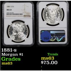 NGC 1881-s Morgan Dollar $1 Graded ms63 By NGC