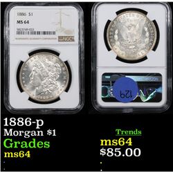 NGC 1886-p Morgan Dollar $1 Graded ms64 By NGC