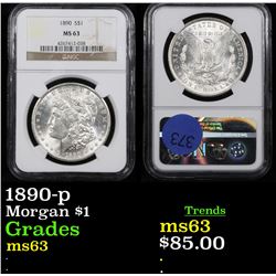 NGC 1890-p Morgan Dollar $1 Graded ms63 By NGC