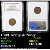 Image 1 : NGC 1863 Army & Navy Civil War Token 1c Graded au55 By NGC