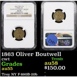 NGC 1863 Oliver Boutwell Civil War Token 1c Graded au55 By NGC