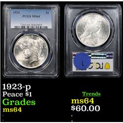 PCGS 1923-p Peace Dollar $1 Graded ms64 By PCGS