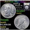 Image 1 : ***Auction Highlight*** 1927-p Peace Dollar $1 Graded Choice+ Unc By USCG (fc)