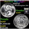 Image 1 : ***Auction Highlight*** 1943-d Washington Quarter 25c Graded GEM++ Unc By USCG (fc)