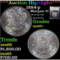 ***Auction Highlight*** 1884-p Morgan Dollar $1 Graded GEM+ Unc By USCG (fc)