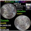 Image 1 : ***Auction Highlight*** 1884-p Morgan Dollar $1 Graded GEM+ Unc By USCG (fc)