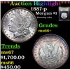 Image 1 : ***Auction Highlight*** 1887-p Morgan Dollar $1 Graded GEM++ Unc By USCG (fc)