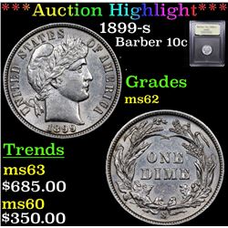 ***Auction Highlight*** 1899-s Barber Dime 10c Graded Select Unc By USCG (fc)