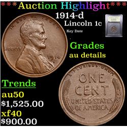 ***Auction Highlight*** 1914-d Lincoln Cent 1c Graded AU Details By USCG (fc)