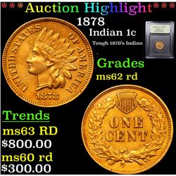 ***Auction Highlight*** 1878 Indian Cent 1c Graded Select Unc RD By USCG (fc)