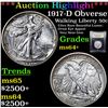 Image 1 : ***Auction Highlight*** 1917-D Obverse Walking Liberty Half Dollar 50c Graded Choice+ Unc By USCG (f