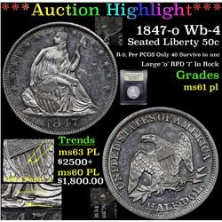 ***Auction Highlight*** 1847-o Wb-4 Seated Half Dollar 50c Graded Unc+ PL By USCG (fc)