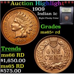 ***Auction Highlight*** 1909 Indian Cent 1c Graded Gem+ Unc RD By USCG (fc)