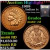 Image 1 : ***Auction Highlight*** 1909 Indian Cent 1c Graded Gem+ Unc RD By USCG (fc)